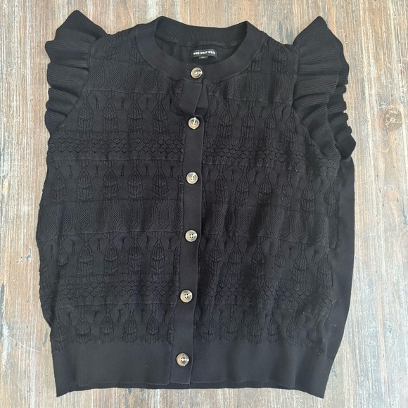Who What Wear Black Ruffle Sleeve Blouse Large Juniors - Picture 1 of 6